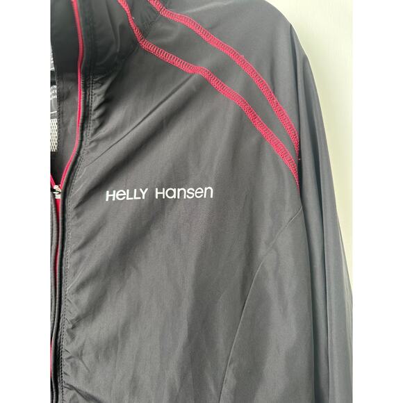 Helly Hansen Women L Packable Windbreaker In Black Red Full Zip Lightweight A2 - Picture 2 of 7
